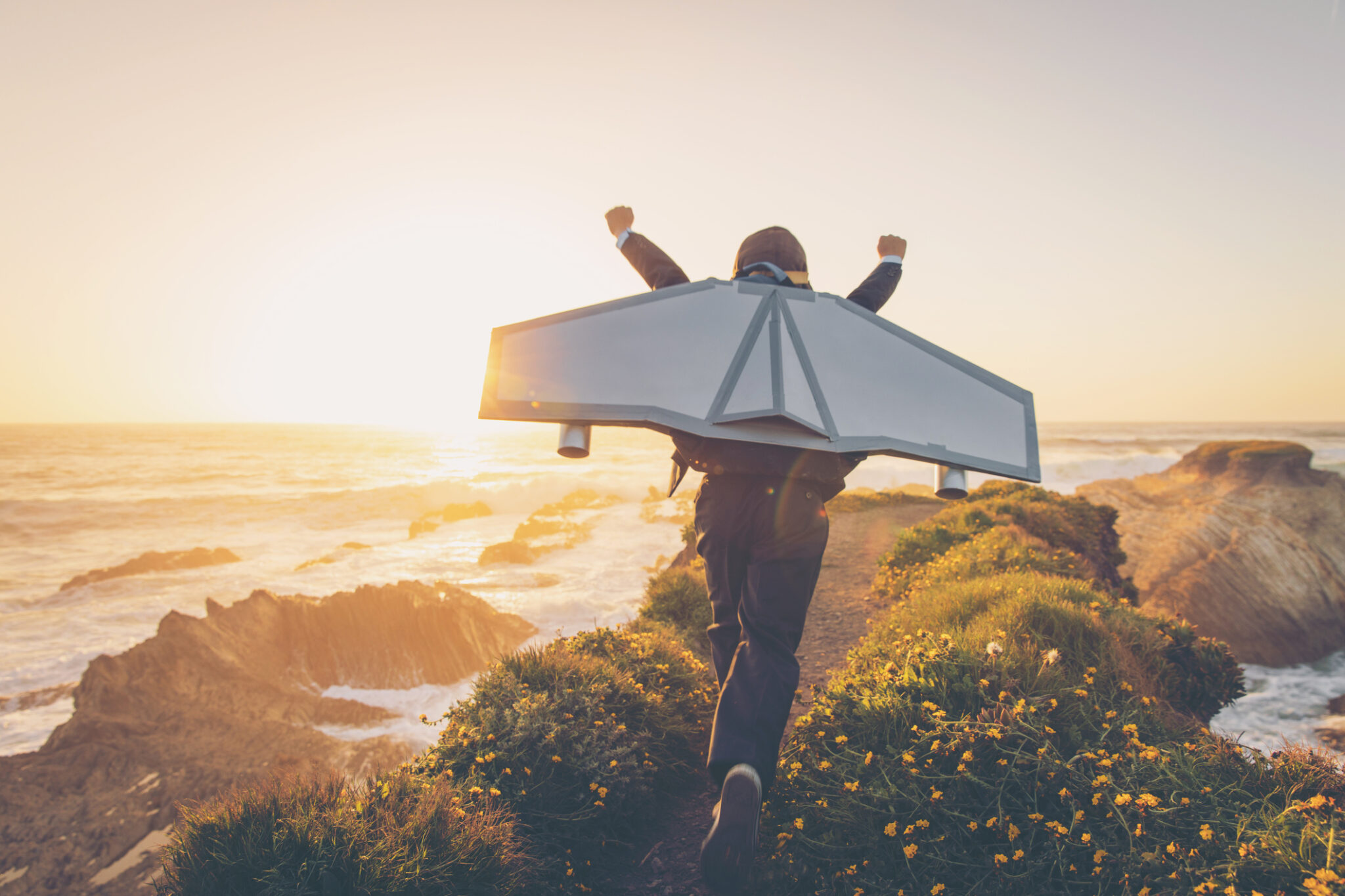 Business Boy mit Jet Pack in Kalifornien