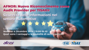 Nuovo Riconoscimento come Audit Provider per TISAX®